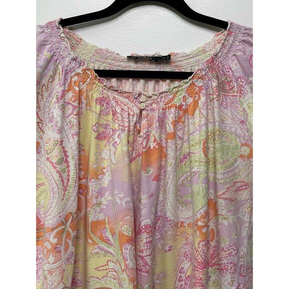 Lauren Ralph Lauren Peasant Floral Cap Sleeve Paisley Blouse Top Cottage Boho XL - Picture 2 of 8
